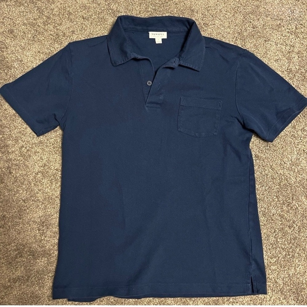 Sunspel Navy Polo Shirt